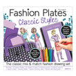 Fashion Plates Classic Styles drawing set with purple case, colored pencils, and mix-and-match fashion design templates