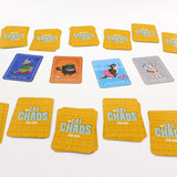 Cat Chaos card game with colorful cat illustrated cards arranged on a white surface