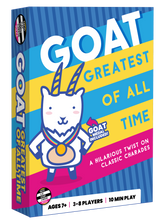 Board game box for GOAT: Greatest of All Time featuring a playful goat character