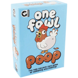 One Fowl Poop card game box featuring a cartoon chicken and playful poop illustrations