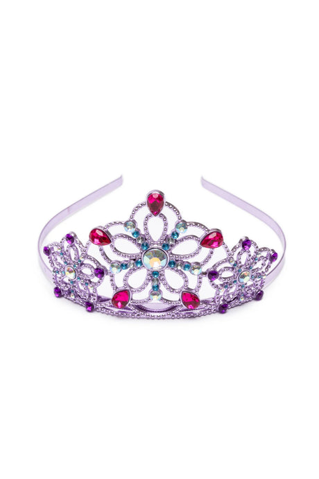 Be Jewelled Tiara with lilac metal, decorated with multicolored faux rhinestones and pink gem detailing.