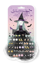 Stick On Earrings | Natasha the Raven Witch Halloween-themed festive stick on earrings for kids ages 3 and up.