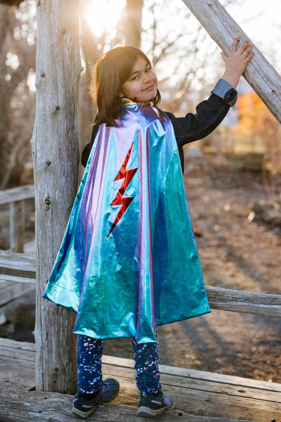 Blue Lightning Holographic Reversible Cape – Treehouse Toys