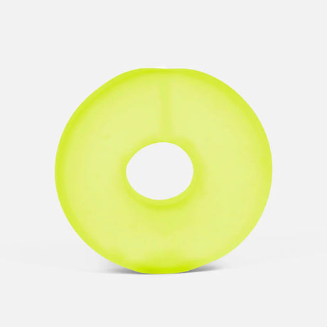 Soft and squishy bright green stress loop with memory gel filling for fidgeting and sensory play