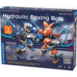 Boxing robots with hydraulic controls in a ring, featuring a blue robot and an orange kangaroo robot ready to fight