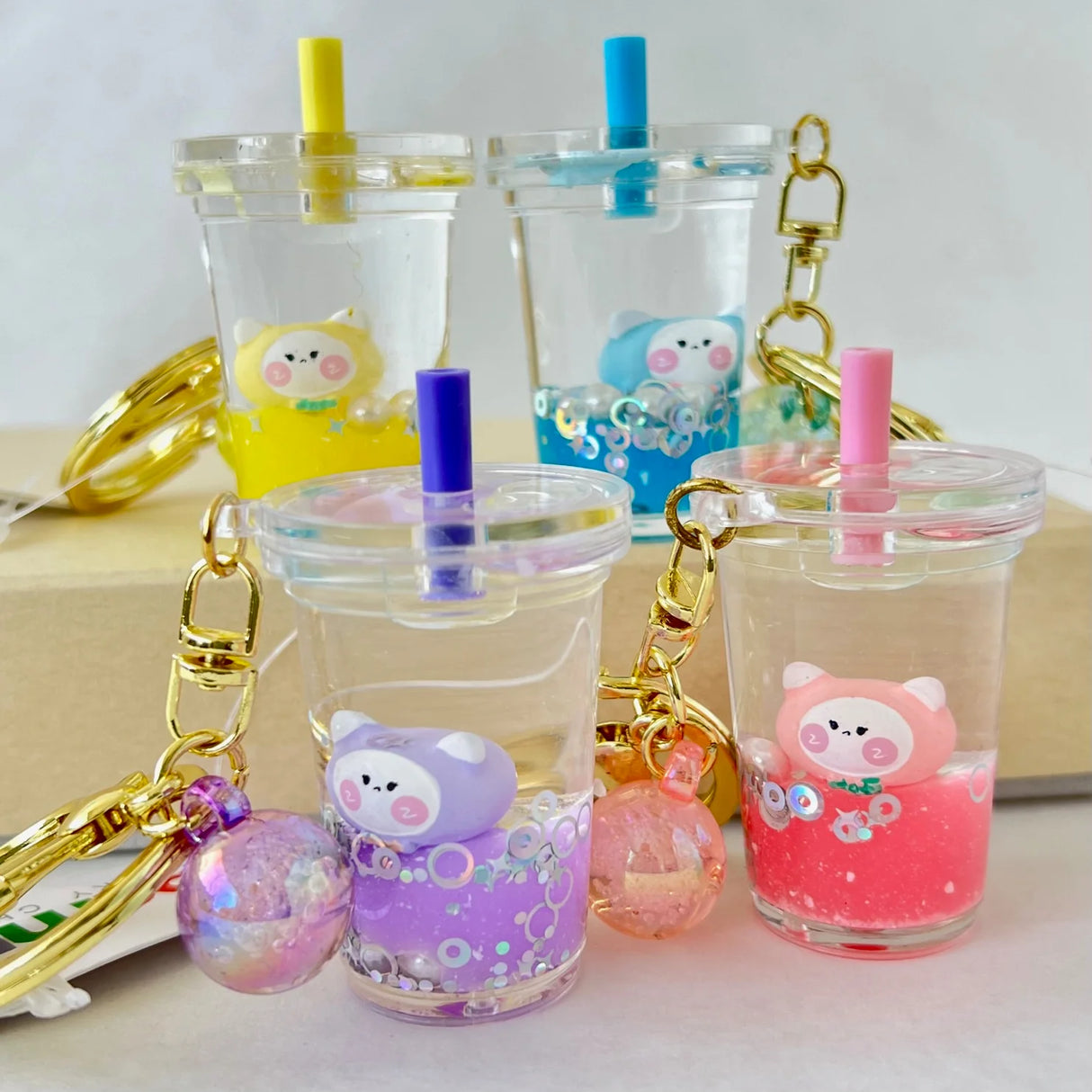 Cute Bear Boba Keychain