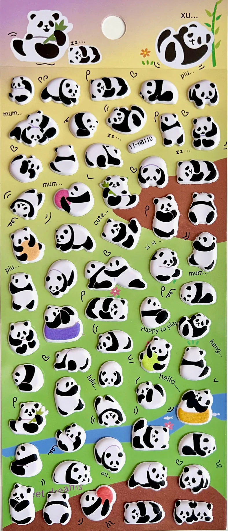 Panda Puffy Stickers