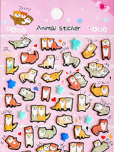 Otter Puffy Stickers featuring cute otter designs with playful poses on a pink background, perfect for decorating planners and notes.
