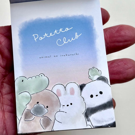 Mini Notepad | Animal Hug with cute animal friends illustration on compact 3¼”x2½” pages made in Japan by CRUX.