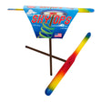 Skytops | Rainbow colorful spinning toy with rainbow-striped sticks and illustrated package