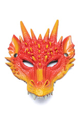 Dragon Mask | Red features a detailed, rubberized foam design with fiery colors and pointed spikes for kids' dress-up fun.