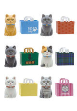 Flocked Cats in Paper Bags Blind Box with assorted cat figures and colorful paper bags