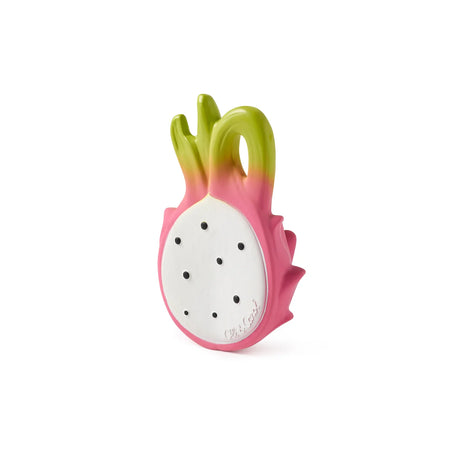Natural Teether | Fucsia the Dragonfruit chewable baby toy in vibrant pink and green, safe and eco-friendly for teething.