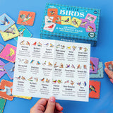Birds Little Matching Game with colorful bird cards and an illustrated bird guide for a fun memory activity