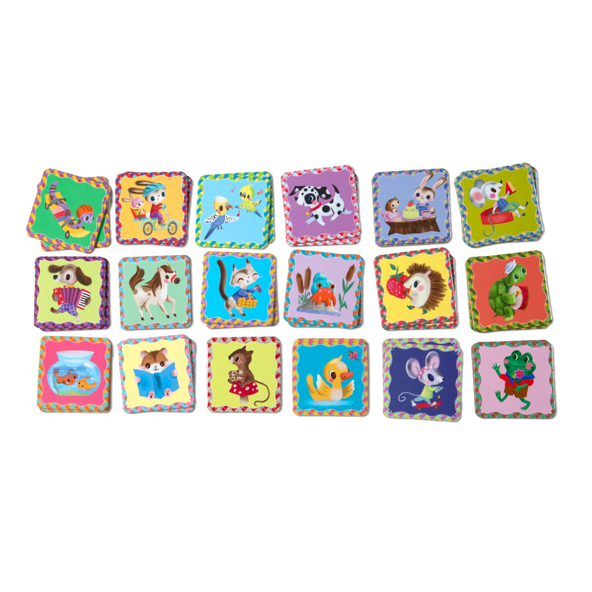 Pets Little Matching Game cards featuring colorful animal illustrations