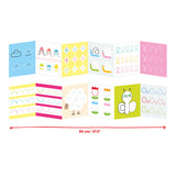 Open accordion coloring book with tracing lines and simple illustrations for beginner children’s activities