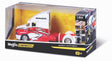 Die-cast metal Mack Anthem big rig model with custom red and white paint in a clear display box for ages 8 and up