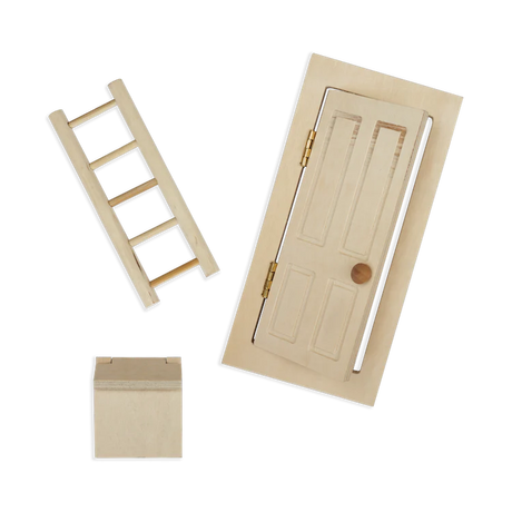 Sam & Julia | DIY Little Mouse Door wooden miniature door, ladder, and letterbox kit for decorating.