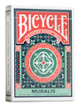 Bicycle Playing Cards Muralis deck showcasing Mediterranean tile-inspired design with terracotta and turquoise colors.