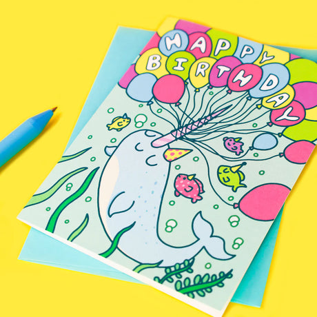 Have an Awesome Birthday Narwhal Card
