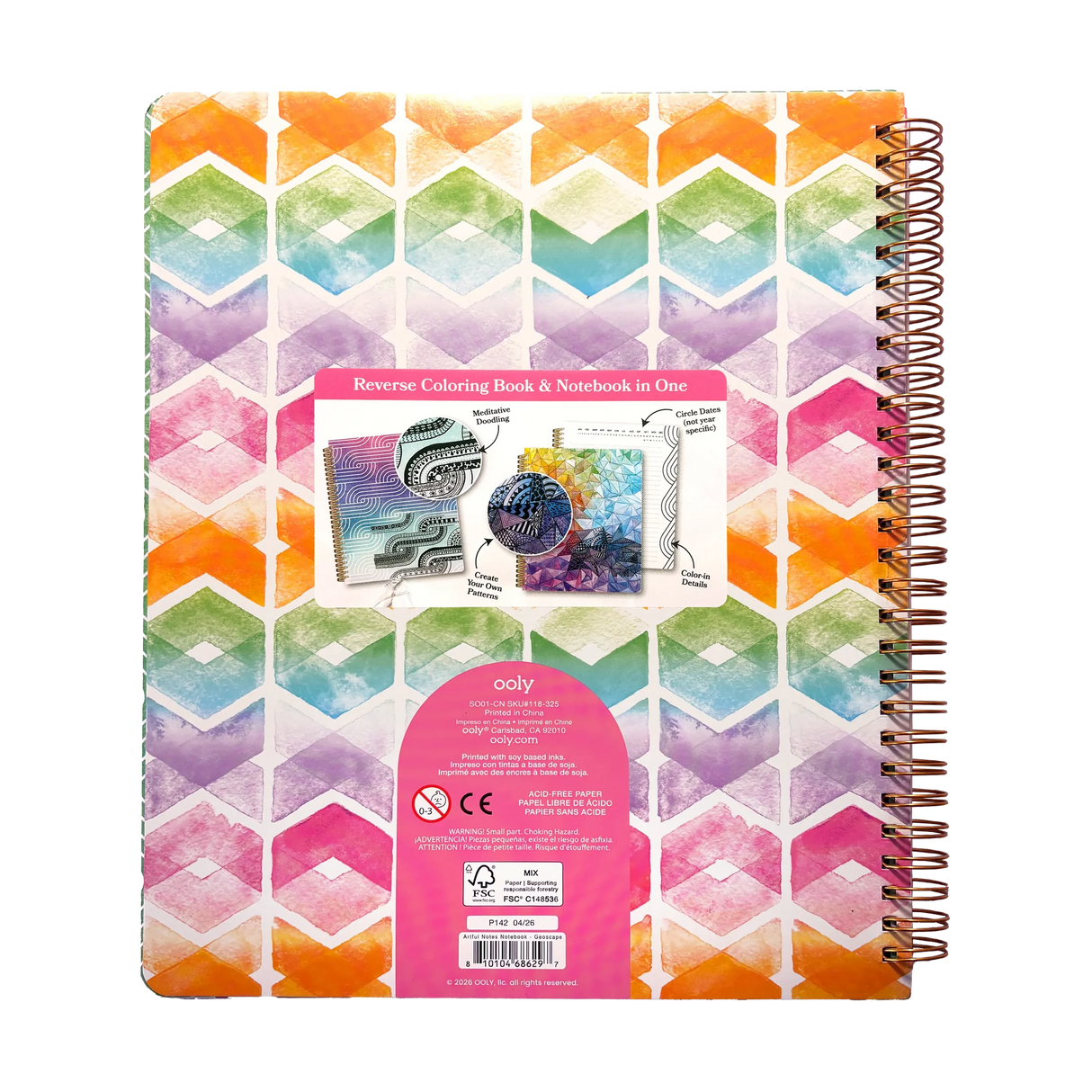 Artful Notes Reverse Coloring Notebook | Geoscape