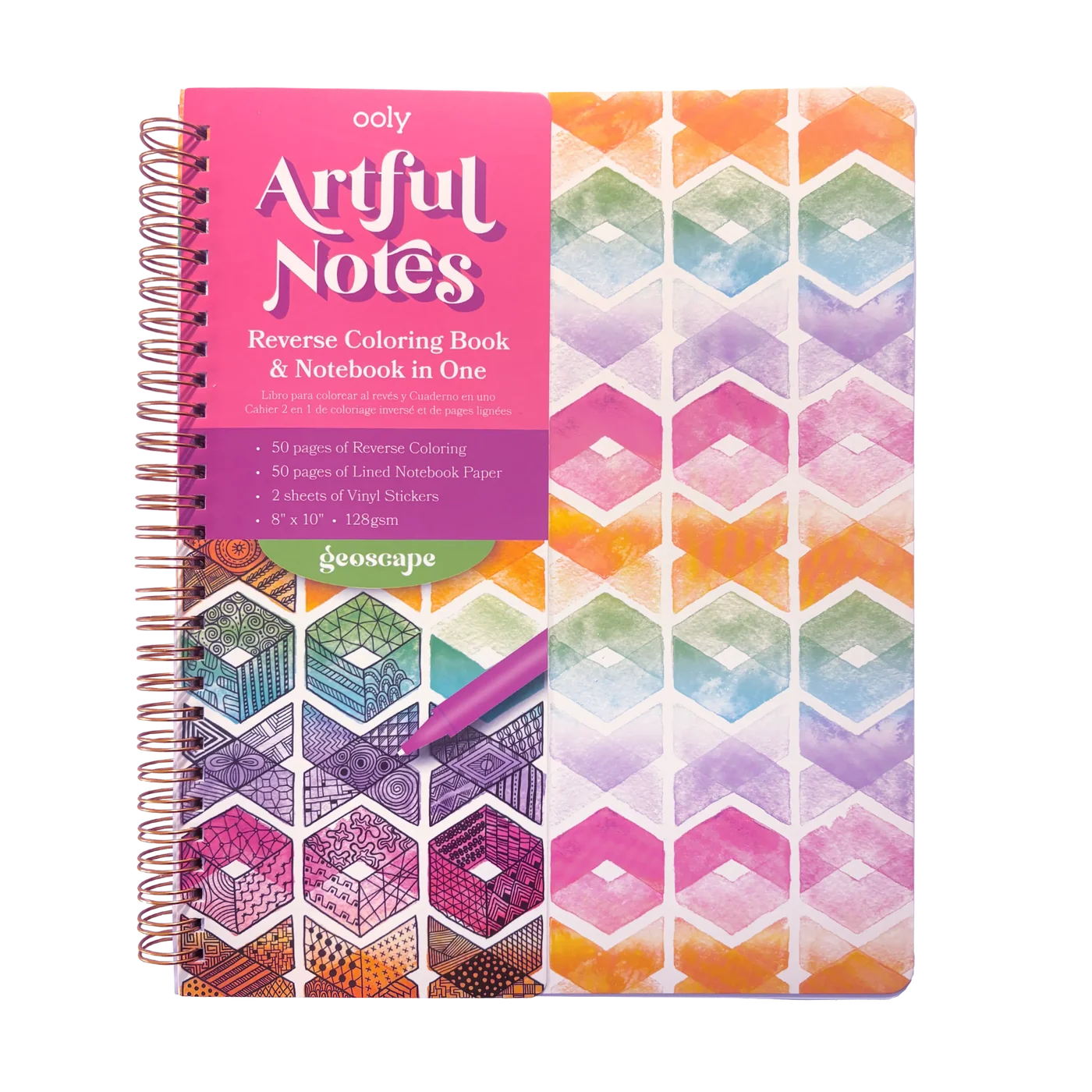 Artful Notes Reverse Coloring Notebook | Geoscape
