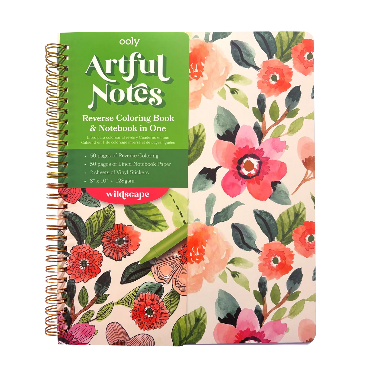Artful Notes Reverse Coloring Notebook | Wildscape