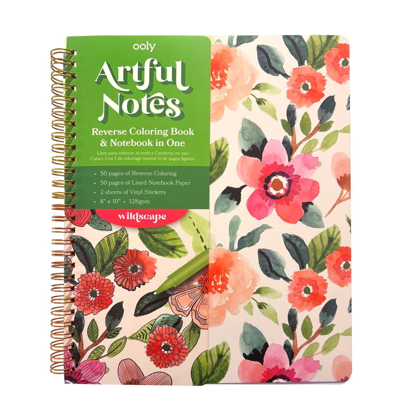 Artful Notes Reverse Coloring Notebook | Wildscape