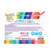 Switch-eroo Sparkle Glittery Color Changing Markers set showing 12 vibrant double-ended glitter and color changing tips.