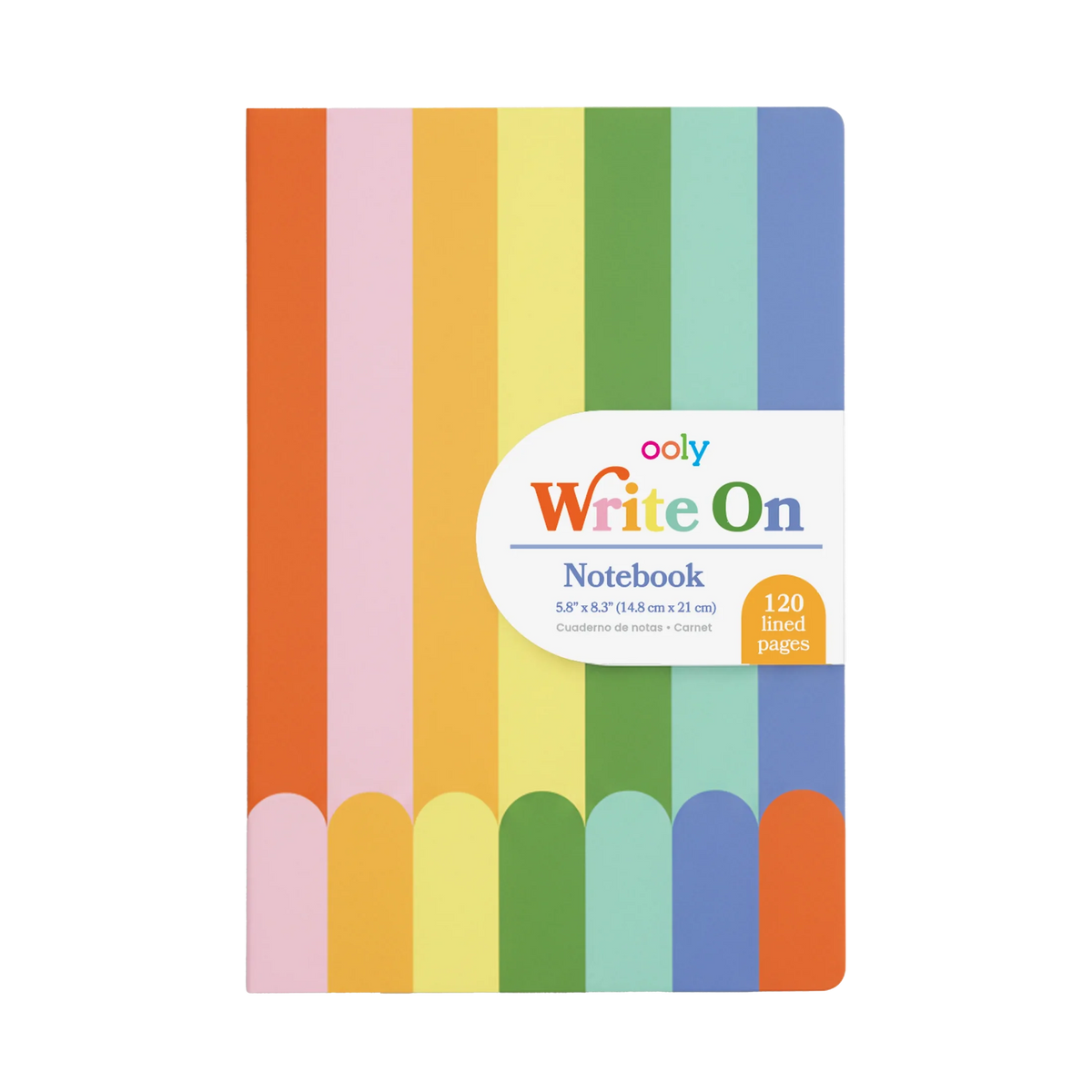 Write On: Notebook with colorful vertical stripes and 120 lined pages