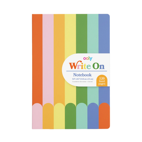 Write On: Notebook with colorful vertical stripes and 120 lined pages