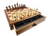 Chess Set with Boxwood Chessmen & Walnut Maple Chest