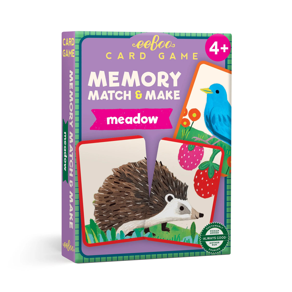 Meadow Memory Match & Make Game card game box featuring colorful meadow animal illustrations