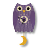 Wood Pendulum Clock | Purple Owl