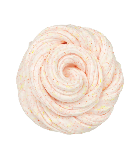 Soft pale orange putty with sparkling yellow and orange specks scented like chewy peach ring candy twisted in a swirl