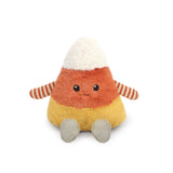 Candy Corn plush toy with a smiling face and striped arms