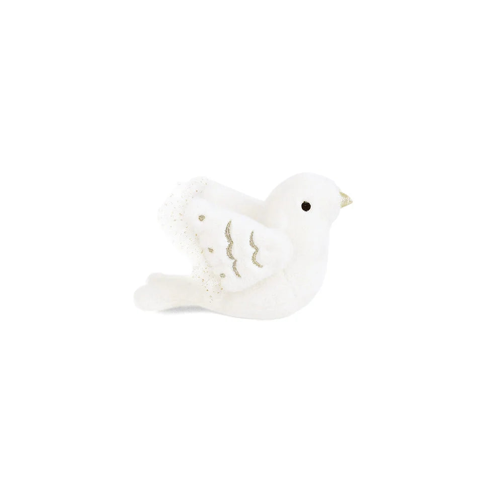 Peace Dove white dove figure with delicate gold accents and textured wings