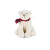 Polar Bear North plush bear wearing a red plaid scarf