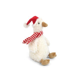 Goose Festive Pru plush goose wearing a red Santa hat and striped scarf