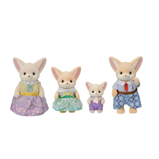Fennec Fox Family set of four dressed fox figures in colorful clothing