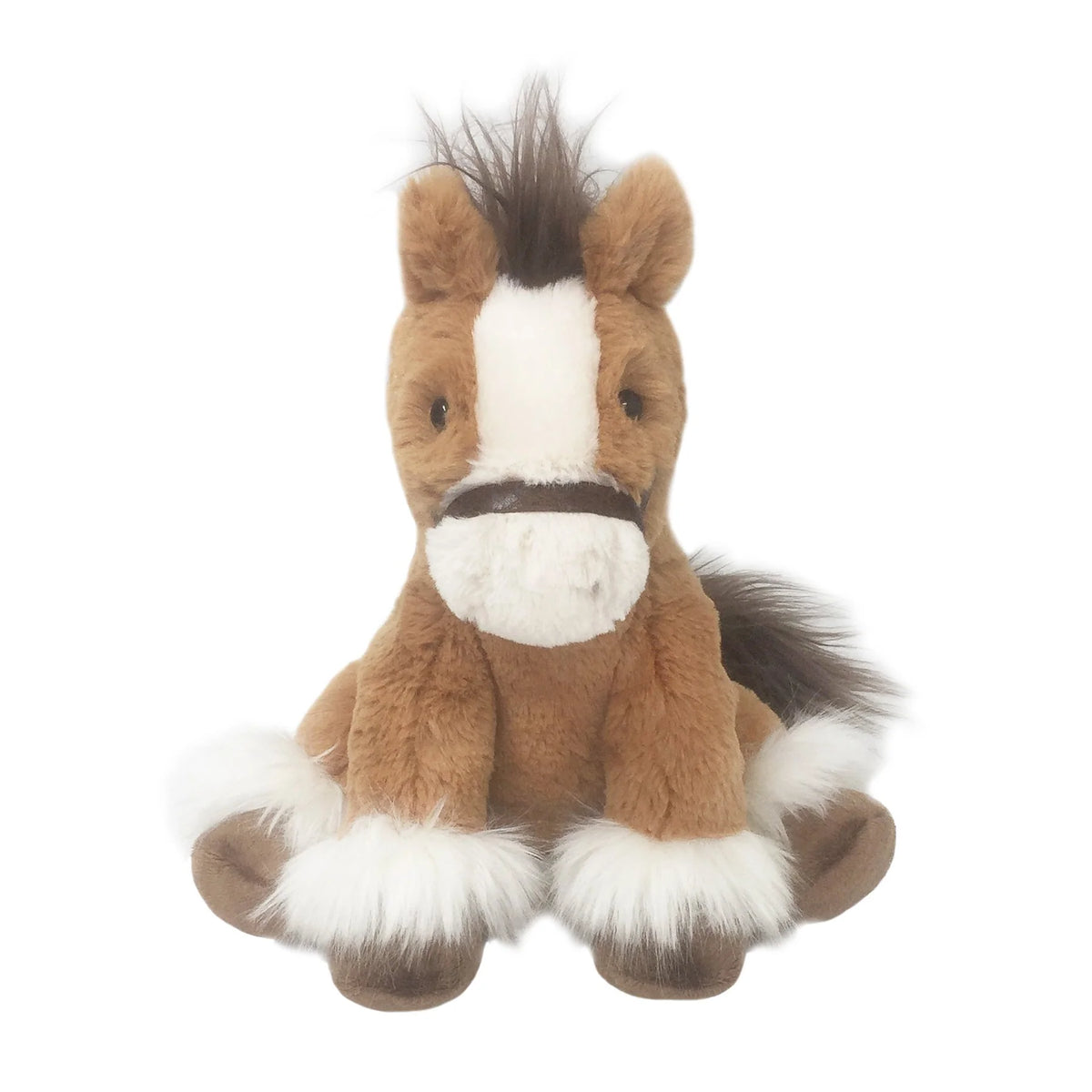 Horse Truffles plush horse toy with brown and white fur sitting upright
