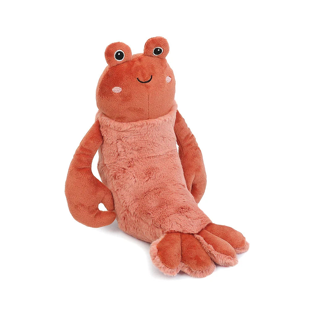 Lobster Da Pinchi plush lobster toy in soft coral fabric with googly eyes and clawed feet