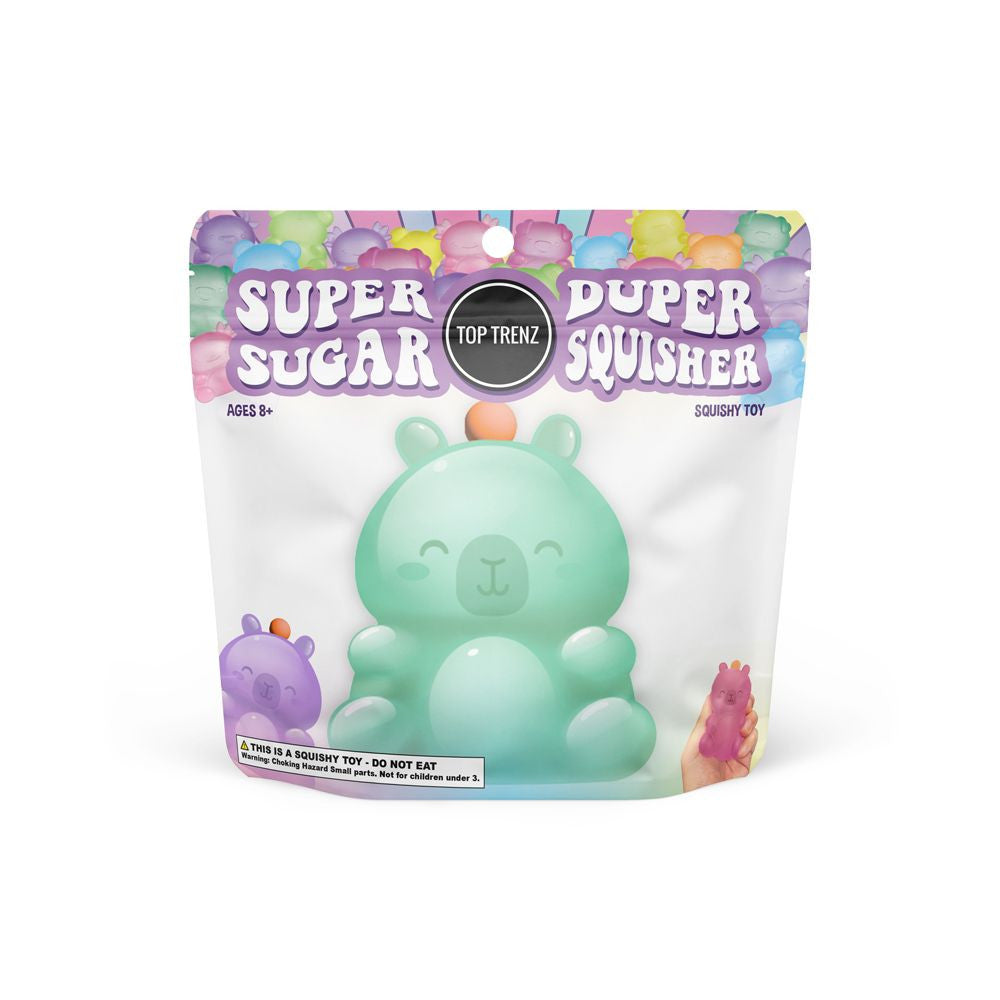 Super Duper Sugar Squisher | Capybara mint green squishy toy in colorful packaging
