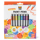 Dual-Tip Paint Pens pack of 8 vibrant colors with brush and round tips for versatile art on multiple surfaces.