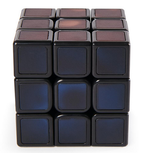 Rubiks Cube Phantom showing black thermochromic tiles that reveal colors with heat from touch for a unique puzzle challenge.