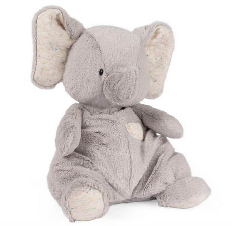 Oh So Snuggly Elephant plush toy in light ash grey with quilted textured accents and embroidered facial details.