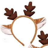 Deer Ears Headband with soft brown antlers and beige ears, flexible fit for kids, adults, and pets.