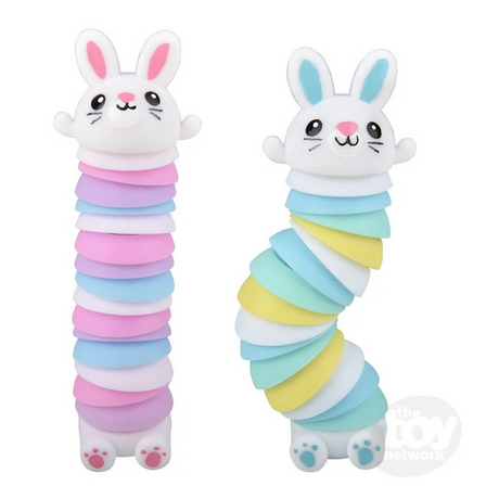 Sensory Wiggle Easter Bunny in pastel colors, a fun and soothing fidget toy for stress relief and sensory play.
