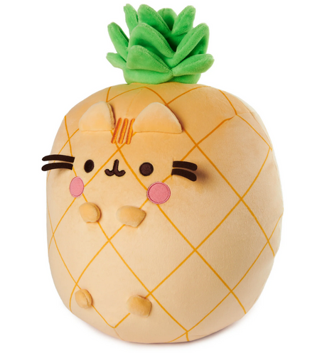 Pusheen Pineapple plush toy shaped like a pineapple with green leaves, rosy cheeks, and soft fabric for squeezing.
