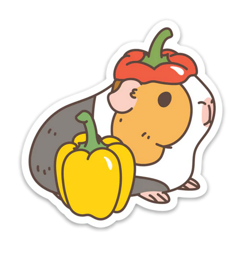 Guinea Pig and Pepper Hat Sticker